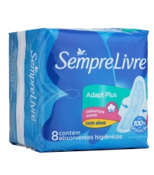 Absorvente Externo Adapt Plus sem Abas, Sempre Livre, 8 Unidades