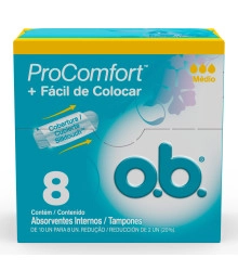 Absorvente Interno Médio Pro Comfort, O.B., 8 Unidades