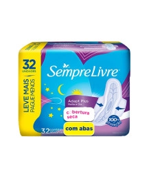 Absorvente Externo Adapt Plus Noite Dia com Abas, Sempre Livre, 32 Unidades