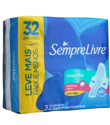 Absorvente Externo Adapt Plus com Abas, Sempre Livre, 32 Unidades